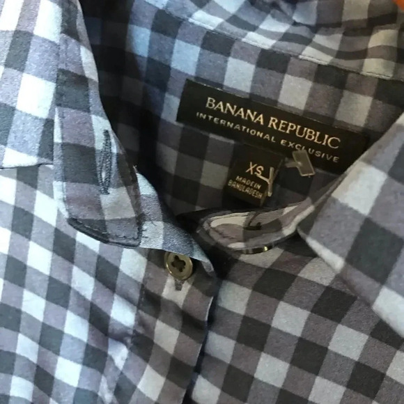 Blue checkered print button down - Picture 6 of 8